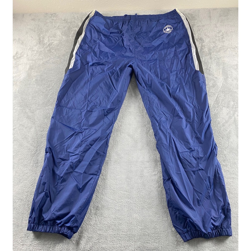 Converse All Star Chuck Taylor Mens XL Blue Nylon Mesh Lined Track Pants Vintage